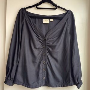 Pre-loved Anthropologie Off Shoulder Top Blouse Black 10 M